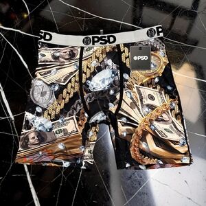 PSD Mens Boxer Briefs Iced & Stacked Money Diamond Watch Print NWT Size Large